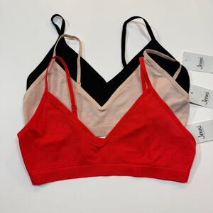 Jenni Women’s set of 3 Light Support Bralette black/chia/orange medium